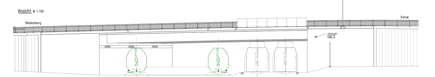 Ersatzneubau Sellheimbrücke Seitenansicht (Auszug Entwurfsplanung) (Bild: SenMVKU / IB Grassl)