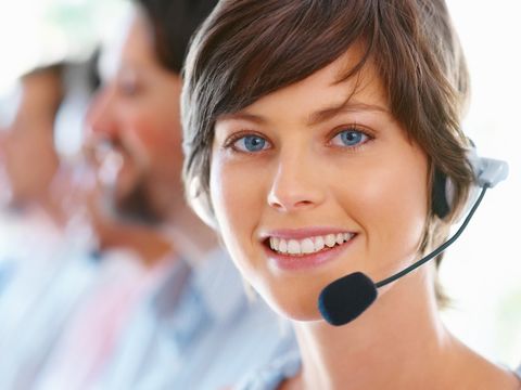Frau mit Headset
