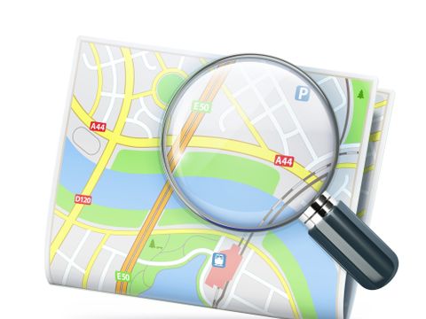 Grafik Straßenkarte mit Lupe