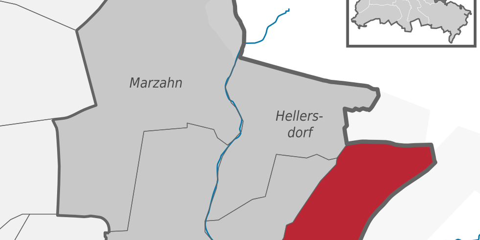 Lage des Ortsteils Mahlsdorf in Marzahn-Hellersdorf als Grafik