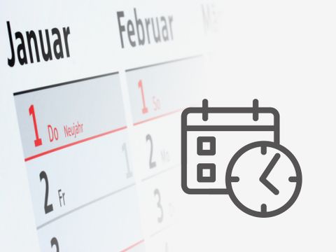 Kalenderansicht mit Icon Kalender und Uhr