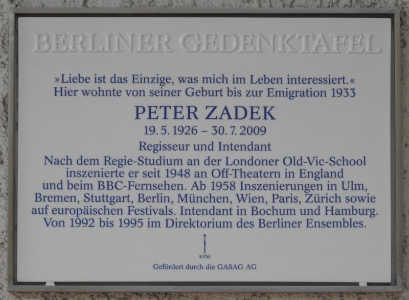 Gedenktafel Peter Zadek