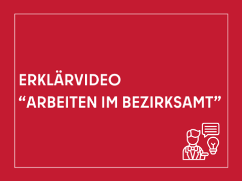 Kacheln mit der Aufschrift Erklärvideo Arbeiten im Bezirksamt