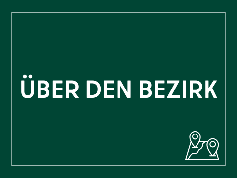 Kachel mit der Aufschrift Über den Bezirk