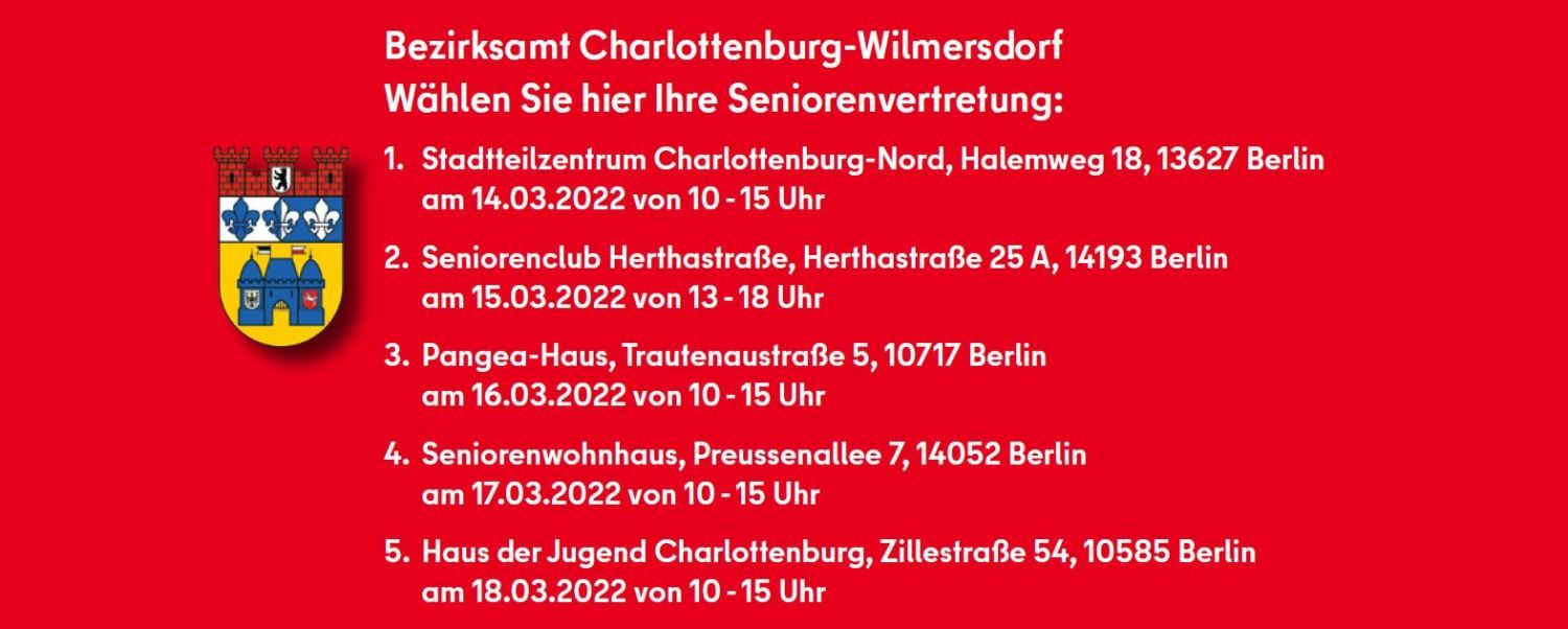 Wahllokale für die Wahl der Seniorenvertretung 2022