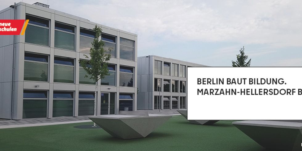 Header mit Ansicht eines Schulbaus mit Vorplatz und Tischtennisplatten