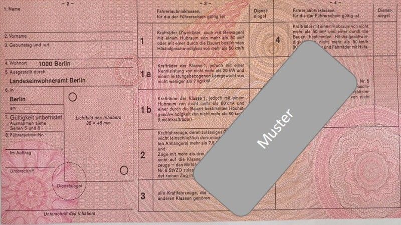 Füherscheinmodell der Bundesrepublik vom 01.04.1986 bis 31.12.1998