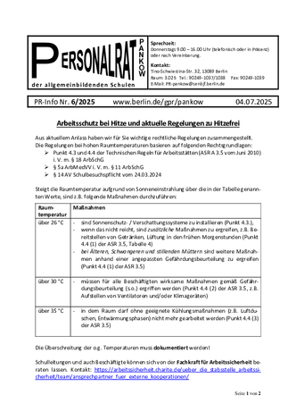 06/2025: Arbeitsschutz bei Hitzefrei und aktuelle Regelungen zu Hitzefrei