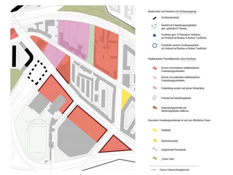 Teilbereich des Hochhausleitbildes Schöneberg-Südkreuz im mittleren und westlichen Bereich der Schöneberger Linse (Bild: Bezirksamt Tempelhof-Schöneberg 2021)