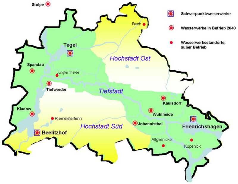 Wasserwerksstandorte; Bild aus "Wasserversorgungskonzept 2040", S. 51