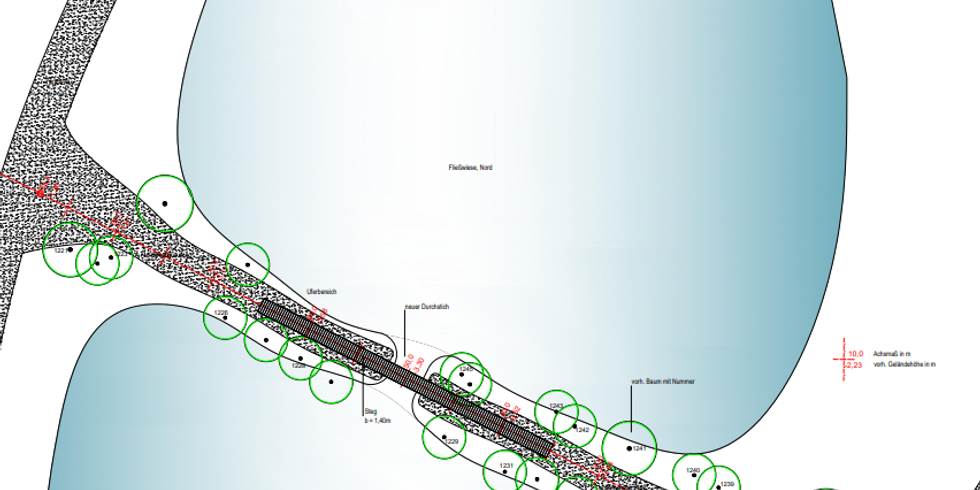 Bauzeichnung des geplanten Stegs