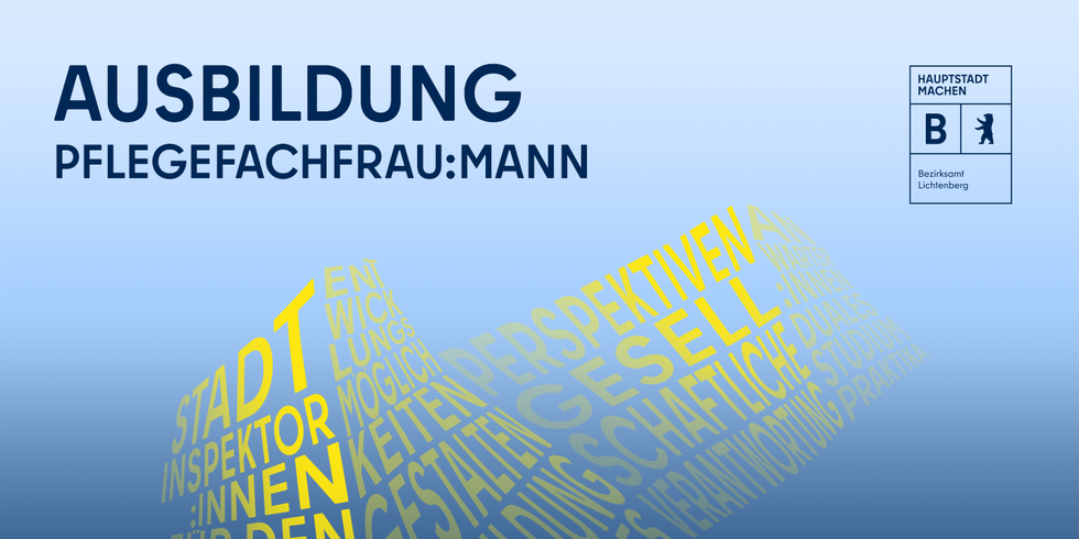 Illustration, Schriftzug Ausbildung Pflegefachfrau:mann