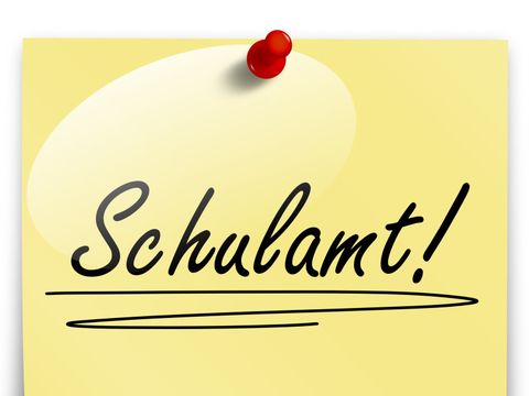 Notizzettel mit der Aufschrift Schulamt