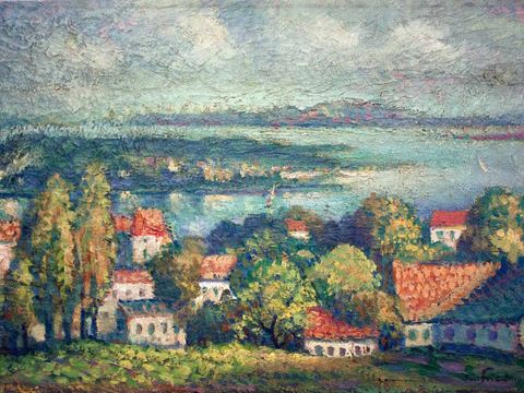 “Havel River Landscape, Berlin”, Oil, 1923. This painting spent decades hanging in the home of Andrea Kress, who became curious about David Friedmann. She learned about the artist’s daughter’s pursuit for lost art and sent this photo