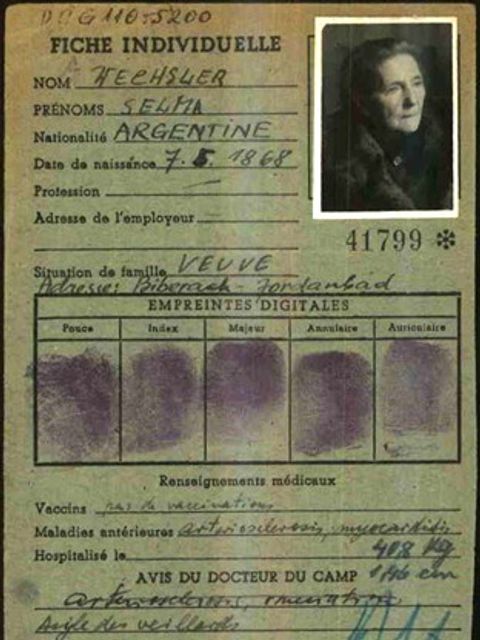 "Fiche individuelle" Wechsler, Selma. Dokument 69671204