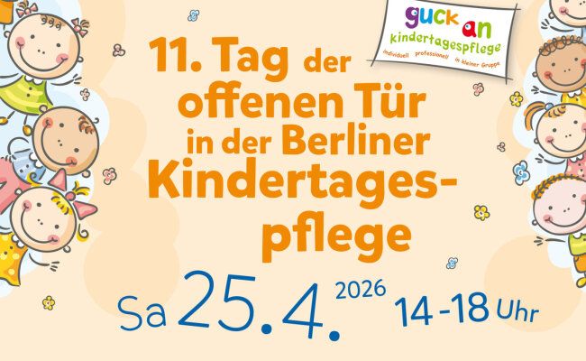 Banner für den 11. Tag der offenen Tür in der Berliner Kindertagespflege am Samstag den 25.04.