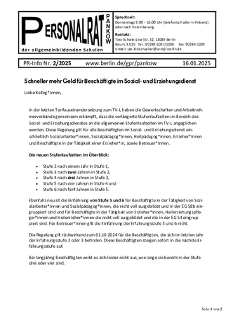 02/2025: Schneller mehr Geld für Beschäftigte im Sozial- und Erziehungsdienst