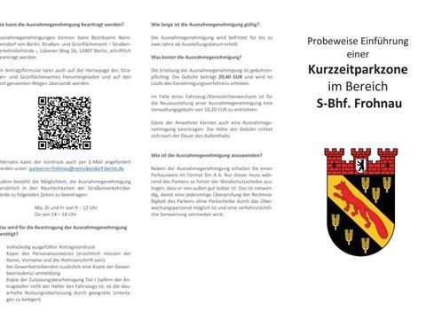 Flyer Parkzone Frohnau Seite 1 (Bild: BA Reinickendorf)