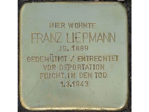 Stolperstein Franz Liepmann (Bild: Stolpersteine-Initiative CW, Hupka)