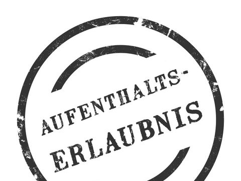 Runder Stempelaufdruck mit dem Wort Aufenthaltserlaubnis