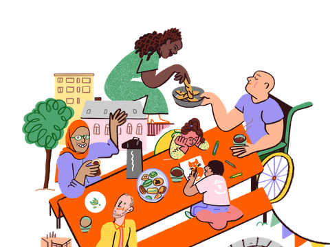 Illustration Lange Tafeln Neukölln