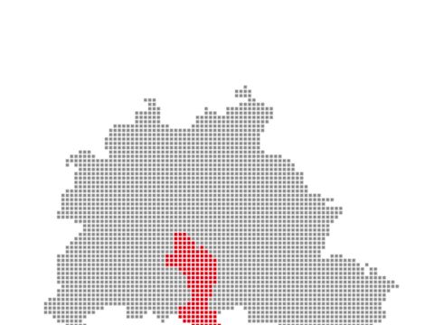 Grafische Darstellung von Berlin mit der Markierung vom Bezirk Tempelhof-Schöneberg