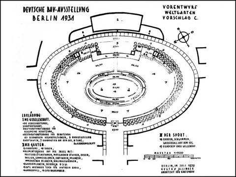 Gustav Allinger, Deutsche Bauaussstellung, Vorentwurf zum Sommergarten, 1931