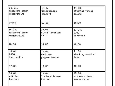 monatsprogramm für april- alle infos stehen auch unter dem reiter programm