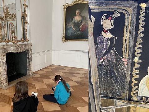 JUKS – Schloss-Projekt, Kinder basteln Collagen im Schloss Schönhausen