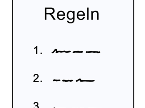 Grafik eines beschriebenen Blatt Papiers mit der Überschrift Regeln