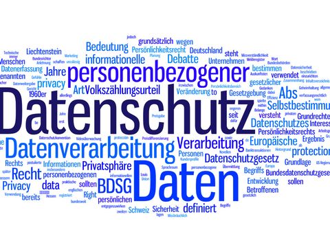 Datenschutzwolke mit Datenschutzbegriffen