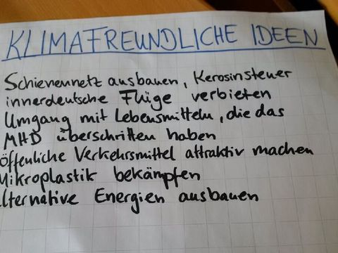 Plakat von Azubis beim Klimafrühstück