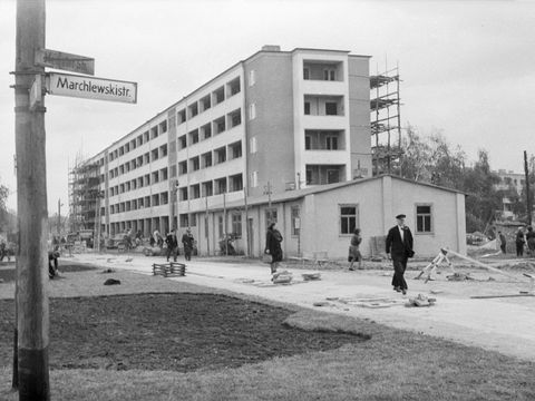 Balcony access building shortly after completion