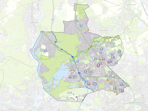 Karte der Familienzentren und KJFen von Reinickendorf 2025