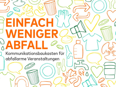 Illustration zum Kommunikationsbaukasten mit zahlreichen Icons mit Veranstaltungs-Bezug