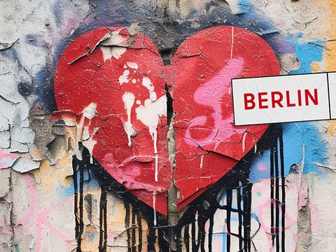 3d-herzform-auf-einem-stadtgebaude-gemalt mit Berlin Logo
