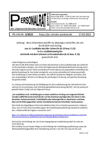03/2022: Fortbildungsnachweise A 13 / E 13
