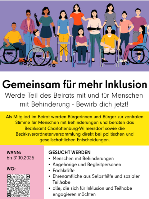 Plakat zur Wahl des Behindertenbeirats 2026-2031 (Bild: BACW)