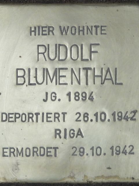 Stolperstein Rudolf Blumenthal, Foto:H.-J. Hupka, 2013