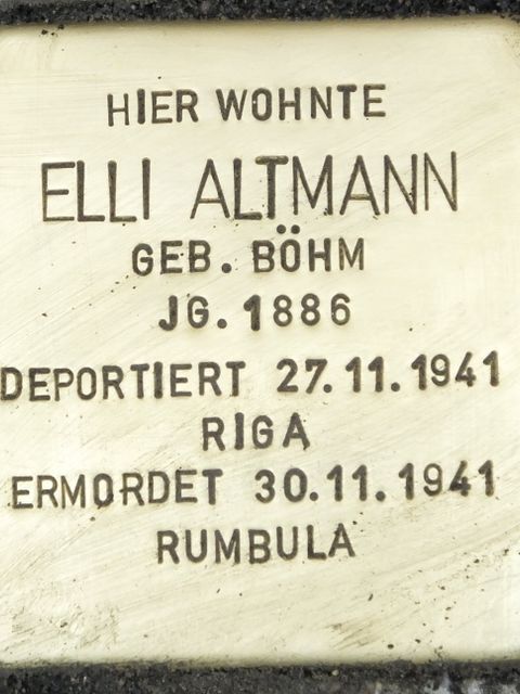 Stolperstein Elli Altmann, Foto:H.-J. Hupka, 2014