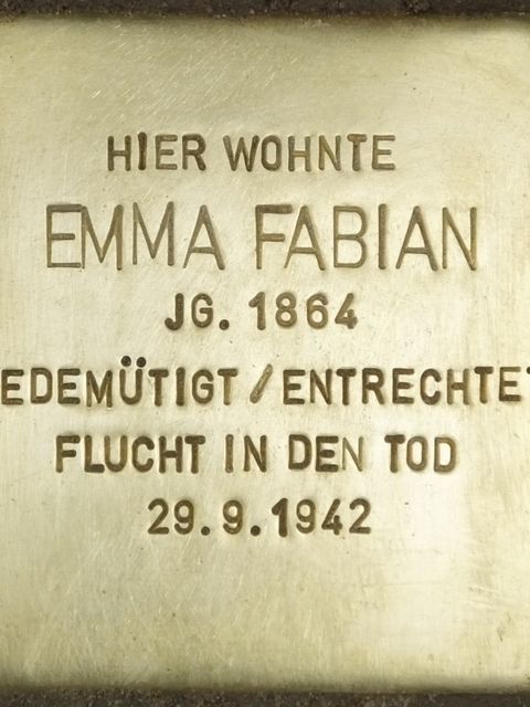 Stolperstein Emma Fabian, Foto:H.-J. Hupka, 2014