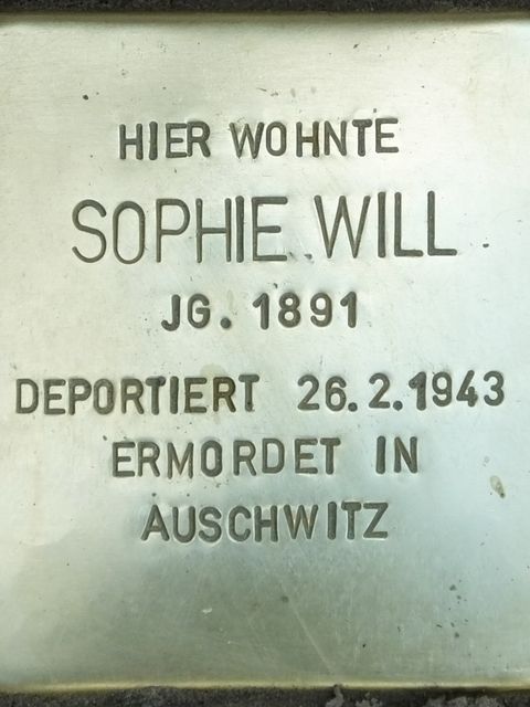 Stolperstein Sophie Will, Foto:H.-J. Hupka, 2014