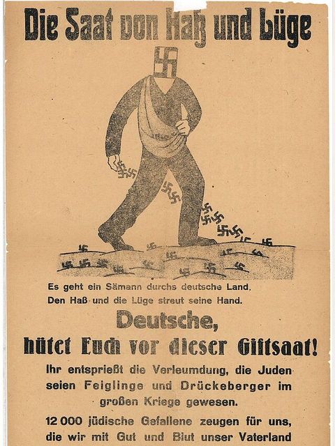 Plakat des Reichsbunds jüdischer Frontsoldaten, das über den wachsenden Antisemitismus aufklären soll.
