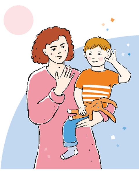 Mutter mit Kind auf dem Arm