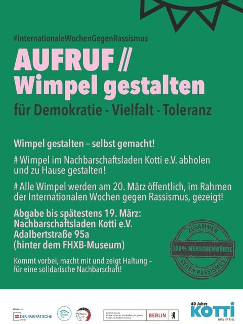 Aufruf Wimpel gestalten für Demokratie, Vielfalt und Toleranz