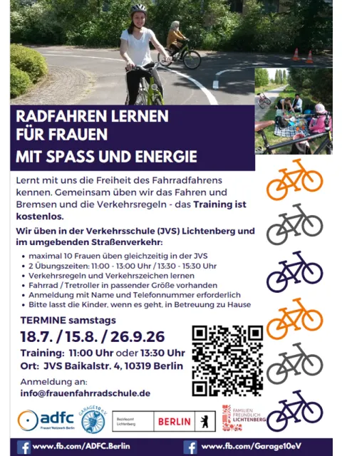 Plakat Radfahren lernen für Frauen 07-09.2026