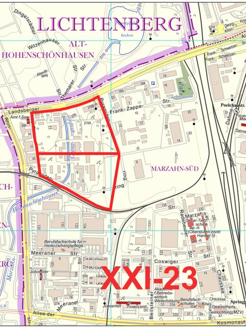 Übersichtskarte zum Bebauungsplan XXI-23