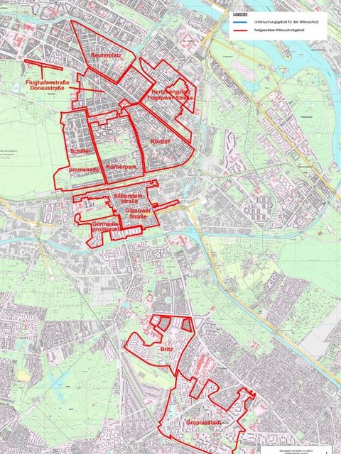 Übersicht der Milieuschutzgebiete in Neukölln