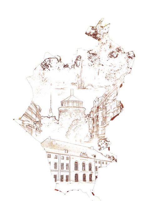 Collage bekannter Orte in den Alt-Bezirken Prenzlauer Berg, Pankow und Weißensee