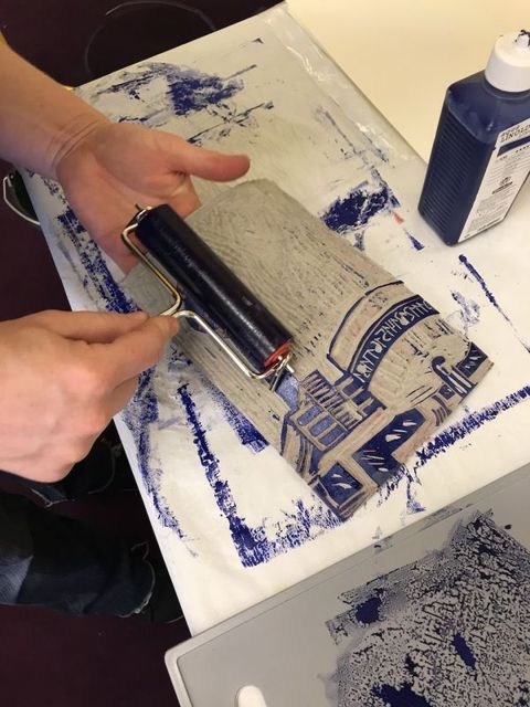 Linolsschnitt-Workshop, Graphothek Berlin, Mai 2019 (Bild: Susanne Haun)